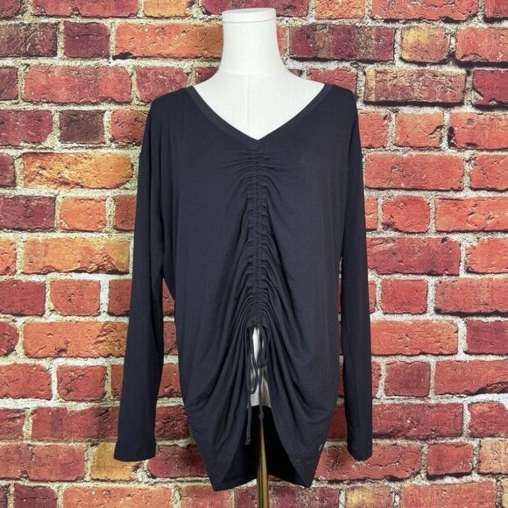 Athleta Crossover Ruched Top Navy Blue Women's Size SP Activewear Running